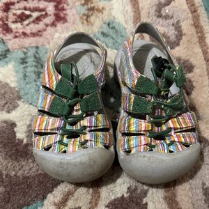 Keen Multicolor Striped Kids Sandals with Green Accents